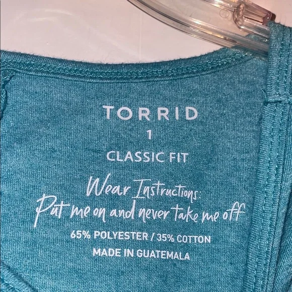 Torrid Blue Tank Top with “No worries here”. - Picture 2 of 5